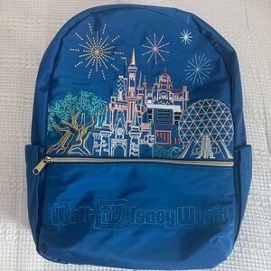 Disney Blue Backpack with Castle and Fireworks
